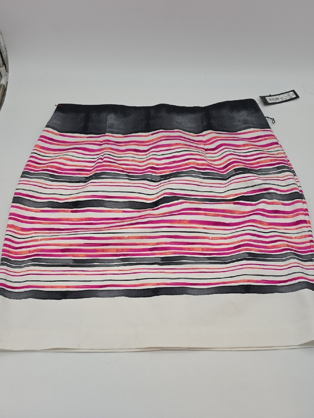 Worthington Pink, Black & Cream Striped Mini Skirt